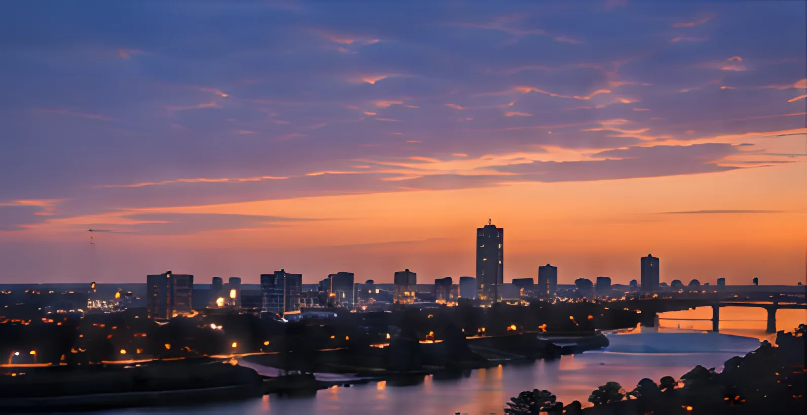 Sunset over the Asunción waterfront, Paraguay